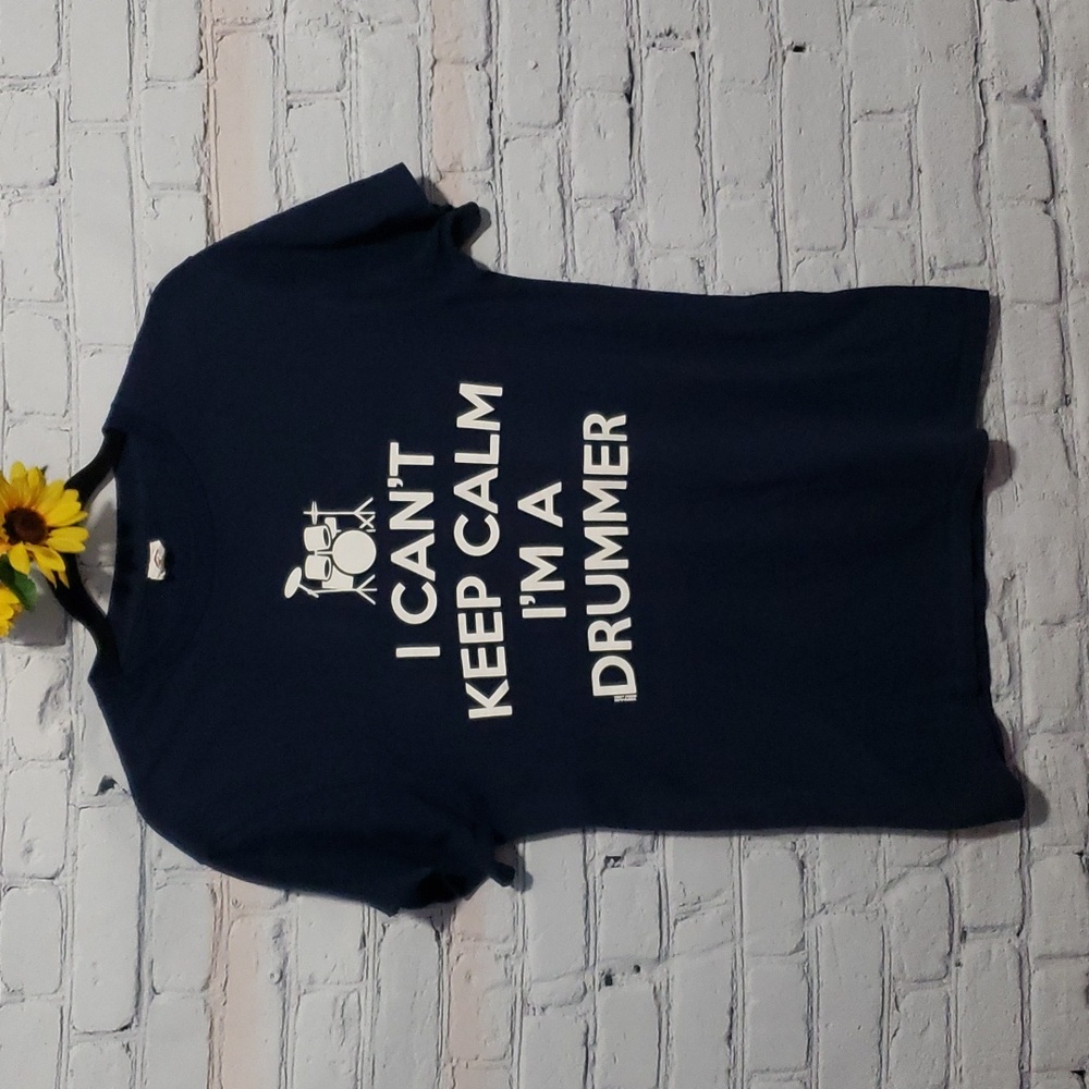 Drummer t-shirt "I can't keep calm..." dark blue